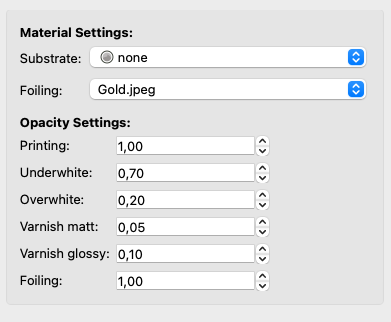 Spectraproof Softproof Solution: Substrate, Foiling and Opacity Settings Options