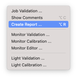 Spectraproof Softproof Solution: Create Report Button in Software Menu